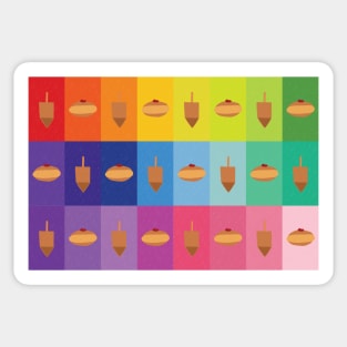 D&amp;D - Doughnuts and Dreidels Rainbow Grid Sticker